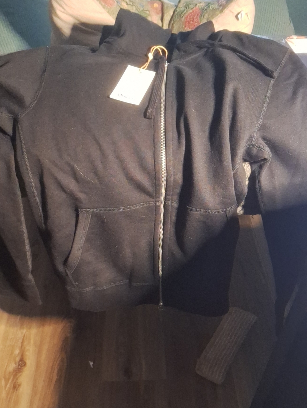 Quince Organic Midweight French Terry Full Zip Hoodie Black S NWT